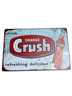 ORANGE CRUSH Tin Sign Vintage Inspired Wall Decor Retro Rusty Look 1953 Remake